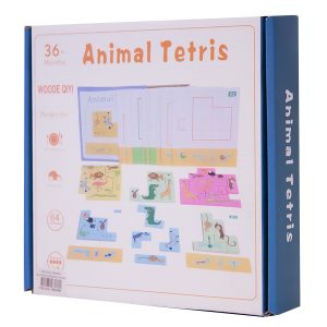 Փայտե խաղ 64կտոր Animal Tetris